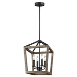 Gannet Chandelier — 12", Weathered Oak Wood / Antique Forged Iron