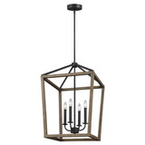 Gannet Chandelier — 18", Weathered Oak Wood / Antique Forged Iron