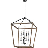 Gannet Chandelier — 26", Weathered Oak Wood / Antique Forged Iron