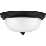 Geary Flushmount — 14.5 Inch, Midnight Black with Satin Etched Glass
