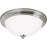 Geary LED Flushmount — Chrome with Satin Etched Glass