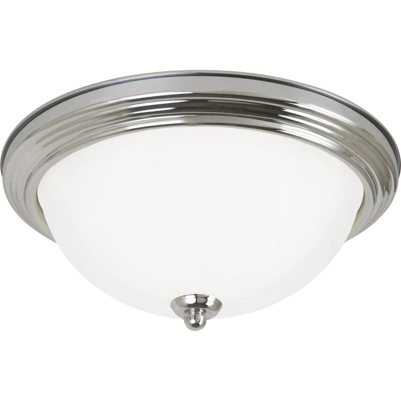 Geary LED Flushmount — Chrome with Satin Etched Glass