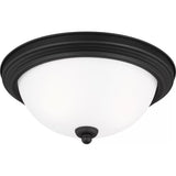 Geary LED Flushmount — Midnight Black with Satin Etched Glass