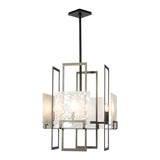 Geo Pendant 4 Light, shown in Oil Rubbed Bronze, Frosted Glass, by Hubbardton Forge