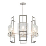 Geo Pendant 6 Light, shown in Sterling, Clear Glass, by Hubbardton Forge
