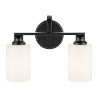 Gioe Vanity Light 2-Light in Black with White Glass