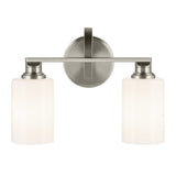 Gioe Vanity Light 2-Light in Brushed Nickel with White Glass