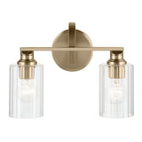 Gioe Vanity Light 2-Light in Champagne Bronze with Clear Fluted Glass