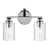 Gioe Vanity Light 2-Light in Chrome with Clear Fluted Glass