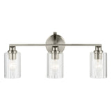 Gioe Vanity Light 3-Light in Brushed Nickel with Clear Fluted Glass