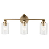 Gioe Vanity Light 3-Light in Champagne Bronze with Clear Fluted Glass