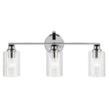 Gioe Vanity Light 3-Light in Chrome with Clear Fluted Glass
