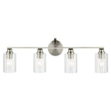Gioe Vanity Light 4-Light in Brushed Nickel with Clear Fluted Glass