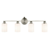 Gioe Vanity Light 4-Light in Brushed Nickel with White Glass
