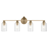 Gioe Vanity Light 4-Light in Champagne Bronze with Clear Fluted Glass