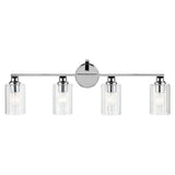 Gioe Vanity Light 4-Light in Chrome with Clear Fluted Glass