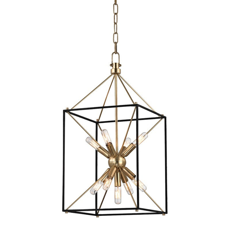 Glendale Lantern - 12.25 Inch - Aged Brass with Hammered Black by Hudson Valley