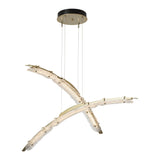 Glissade Double LED Pendant, shown in Modern Brass, by Hubbardton Forge