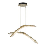 Glissade Double LED Pendant, shown in Modern Brass, by Hubbardton Forge