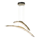 Glissade Double LED Pendant, shown in Modern Brass, by Hubbardton Forge