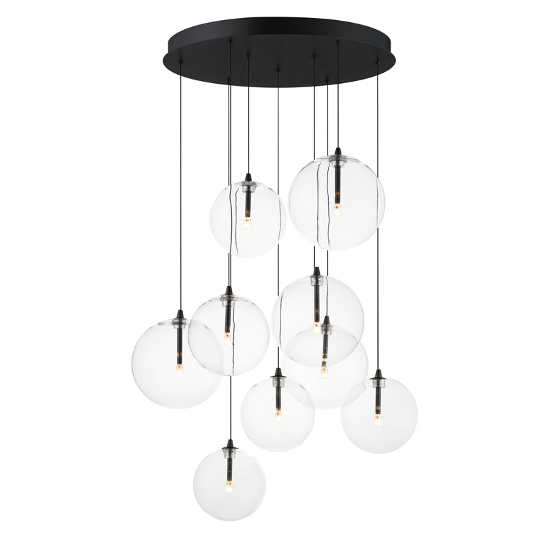 Global 9-Light LED Chandelier by ET2 - Black