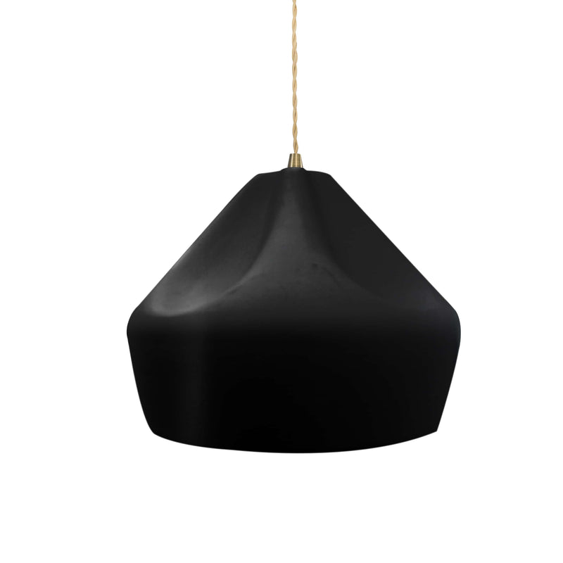 Gloss Black-Beige Twisted Cord Crease Small Ceramic Pendant by Justice Design