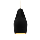 Gloss Black-Beige Twisted Cord Crease Tall Ceramic Pendant by Justice Design