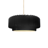 Gloss Black Beige Twisted Cord Ceramic Small Tier Pendant by Justice Design
