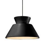 Gloss Black Black Cord Trapezoid Medium Ceramic Pendant by Justice Design
