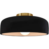 Gloss Black Brushed Brass Ceramic Small Spire Semi-Flush by Justice Design