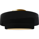 Gloss Black Brushed Brass Ceramic Small Tier Semi-Flush by Justice Design