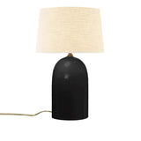 Gloss Black Cream Linen Fabric Ceramic Tall Kava Table Lamp with Fabric Shade by Justice Design