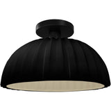 Gloss Black Matte Black Ceramic Pleated Dome Semi-Flush by Justice Design