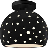 Gloss Black Matte Black Perforated Medium Globe Semi- Flush by Justice Design