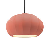Gloss Blush-Black Cord Oval Fluted Ceramic Pendant by Justice Design