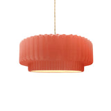 Gloss Blush Beige Twisted Cord Ceramic Small Tier Pendant by Justice Design