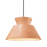 Gloss Blush Black Cord Trapezoid Medium Ceramic Pendant by Justice Design
