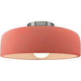 Gloss Blush Brushed Nickel Ceramic Small Spire Semi-Flush by Justice Design