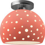 Gloss Blush Brushed Nickel Perforated Small Globe Semi-Flush by Justice Design