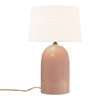 Gloss Blush White Linen Fabric Ceramic Tall Kava Table Lamp with Fabric Shade by Justice Design