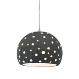 Gloss Gray-Beige Twisted Cord Perforated Large Globe Pendant by Justice Design