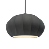 Gloss Gray-Black Cord Oval Fluted Ceramic Pendant by Justice Design