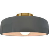 Gloss Gray Brushed Brass Ceramic Small Spire Semi-Flush by Justice Design