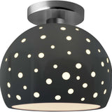 Gloss Gray Brushed Nickel Perforated Small Globe Semi-Flush by Justice Design