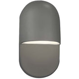 Gloss Gray Ceramic Mini Outdoor Capsule Wall Sconce by Justice Design