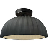 Gloss Gray Matte Black Ceramic Pleated Dome Semi-Flush by Justice Design