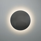 Gloss Gray Small Ceramic Round Backlit Color Temperature Selectable LED Wall Sconce by Justice Design