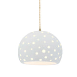 Gloss White-Beige Twisted Cord Perforated Large Globe Pendant by Justice Design