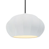 Gloss White-Black Cord Oval Fluted Ceramic Pendant by Justice Design