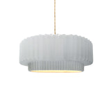 Gloss White Beige Twisted Cord Ceramic Small Tier Pendant by Justice Design